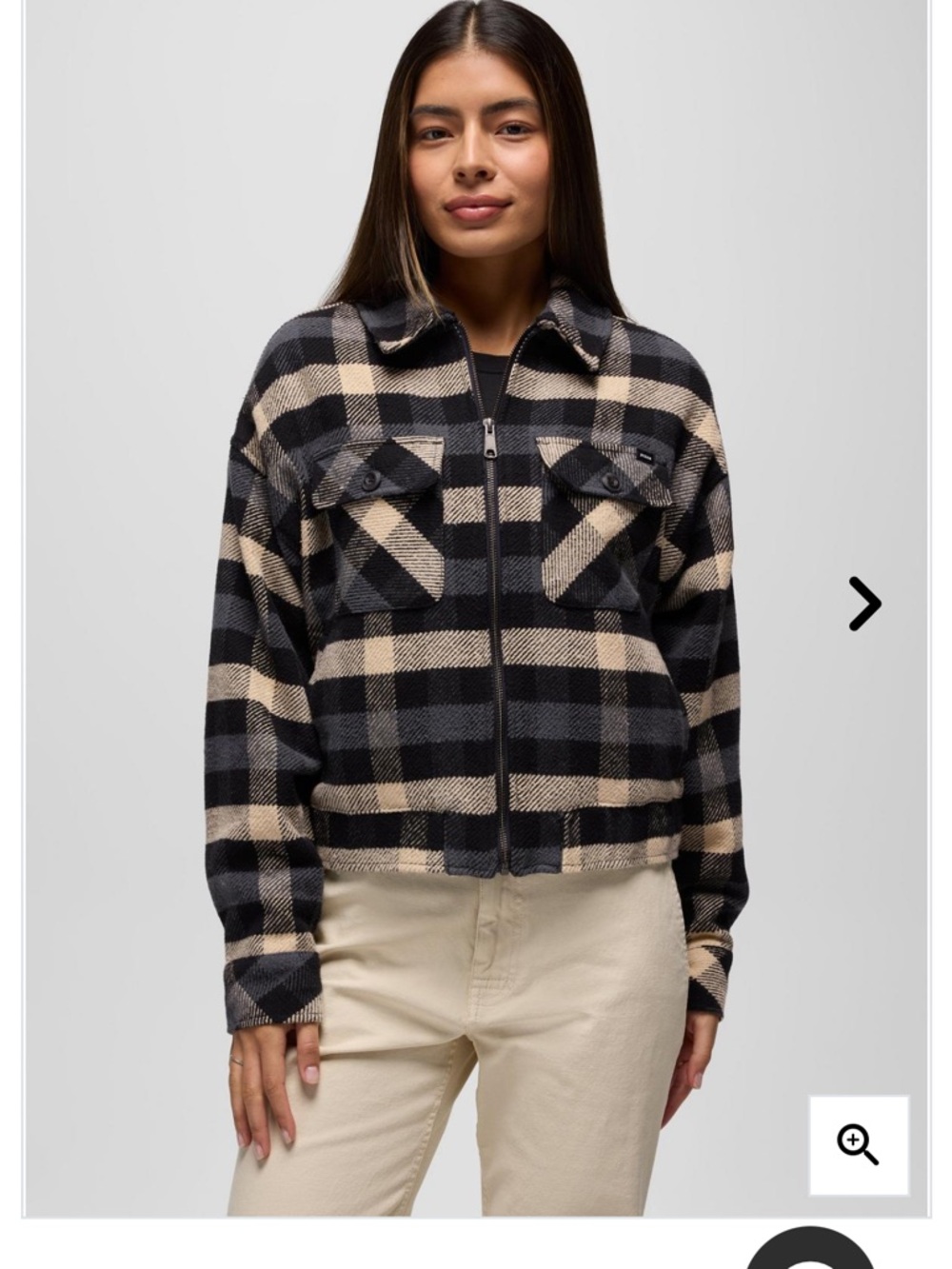 Prana Black & Cream Plaid Jacket